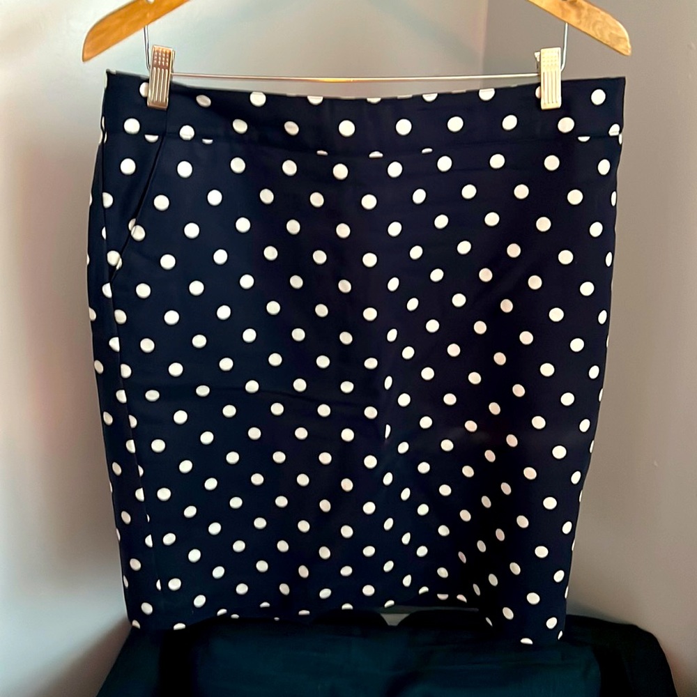 Merona Navy and White Polka Dot Pencil Skirt